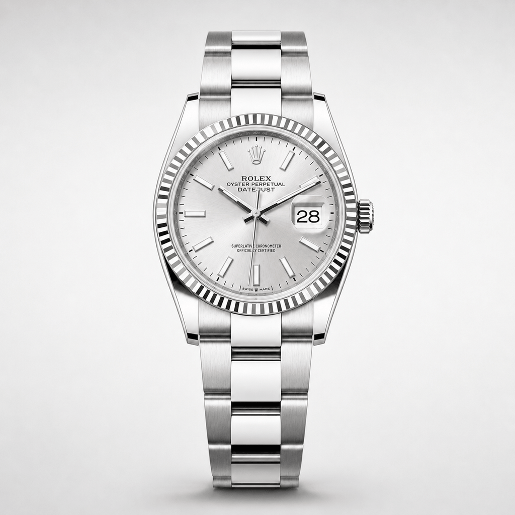 Datejust 36 White Rolesor, fluted bezel