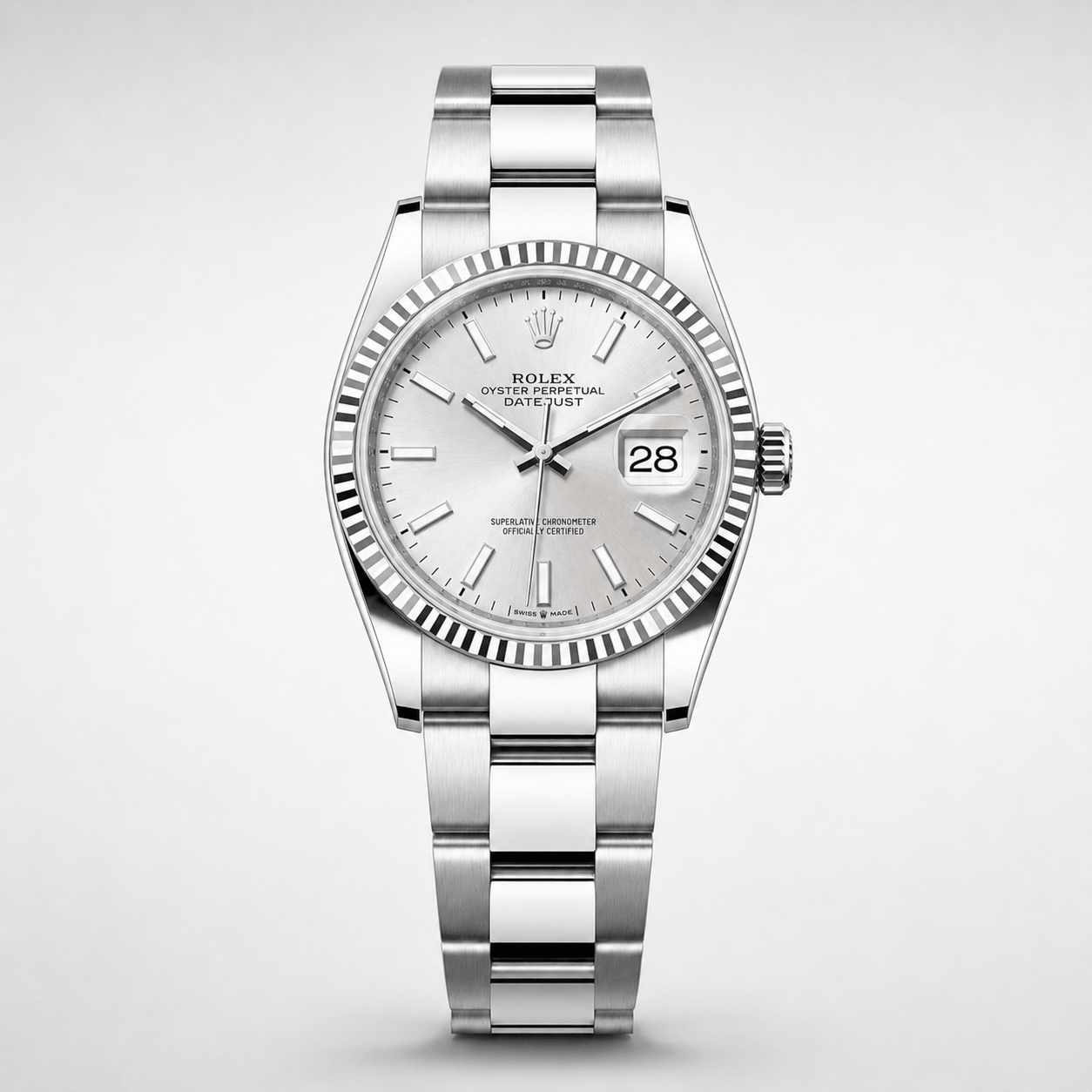 Datejust 36 White Rolesor, fluted bezel