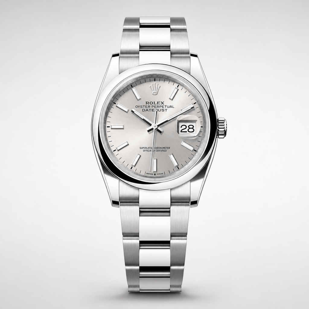 Datejust 36 steel, smooth bezel, Oyster bracelet