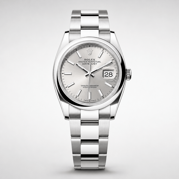 Datejust 36 steel, smooth bezel, Oyster bracelet