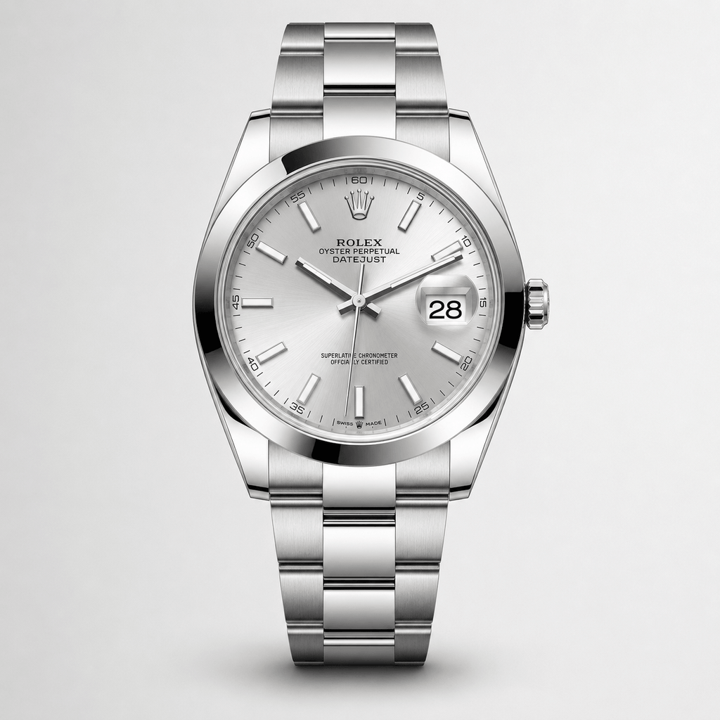 Datejust 41 steel, smooth bezel, Oyster bracelet